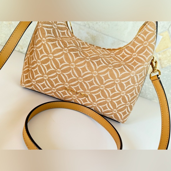 Michael Kors Ember Small Shoulder Crossbody Bag MK Light Brown Multi - Picture 12 of 14